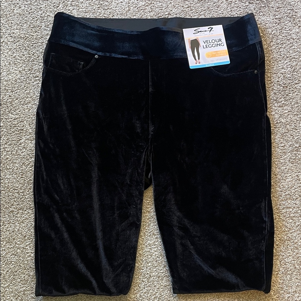 NWT Seven7 Black Velour Leggings XL